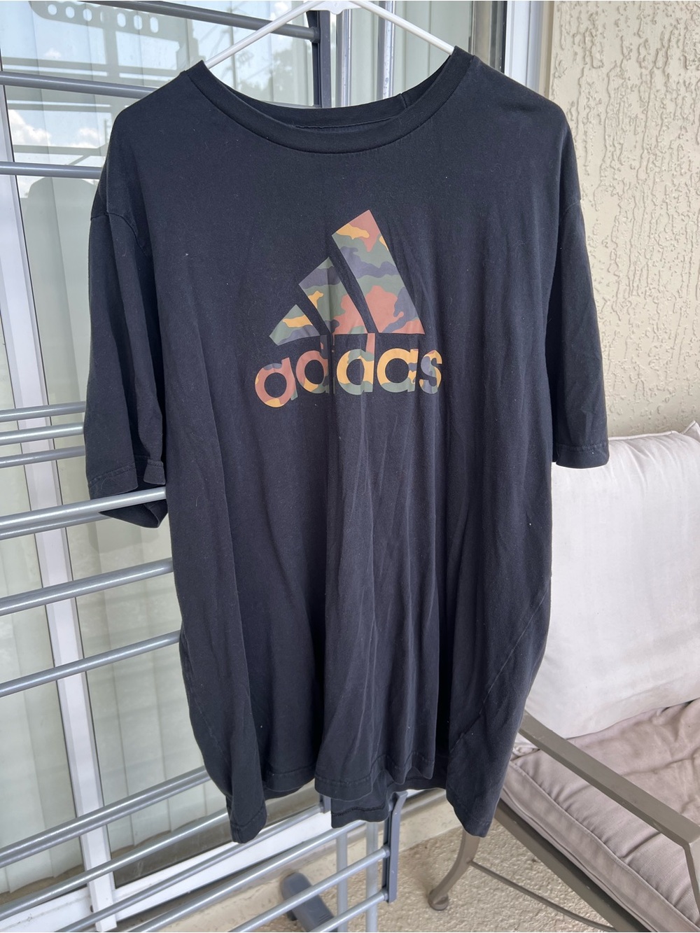 Adidas Men's Black T-Shirt with Camo Logo